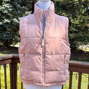 Free Country Pink Puffer Jacket Vest Reversible Gray Pockets EUC lightweight